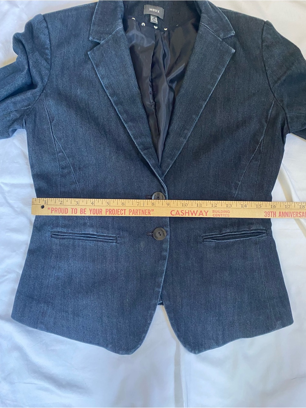 Mexx Y2K Dark Denim Fitted Blazer 40 elevated Grunge Western Cowgirl Corpcore - Picture 13 of 16